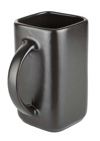 black square empty cup isolated on whiteの写真素材
