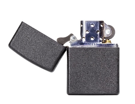 black metal gasoline lighter, isolated on whiteの写真素材