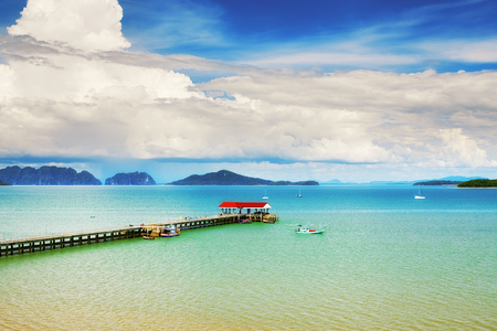 pier on Koh Lanta Island, Krabi, Thailandの写真素材