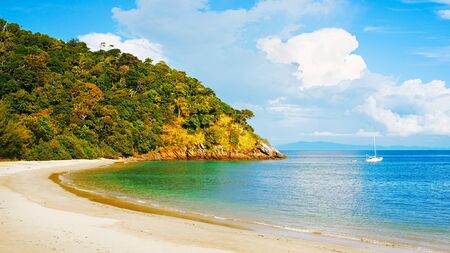 yacht in Andaman Sea at day, Thailandの写真素材