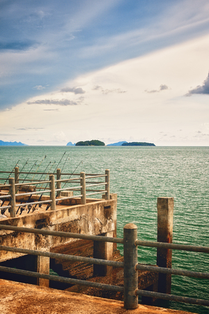pier in Koh Lanta Island, Andaman Sea, Thailandの写真素材