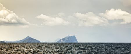 dramatic landscape with sea and stormy clouds, Thailandの写真素材
