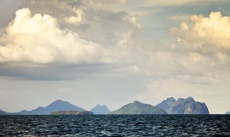 dramatic landscape with sea and stormy clouds, Thailandの写真素材