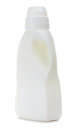 plastic bottles of cleaning products, isolated on whiteの写真素材