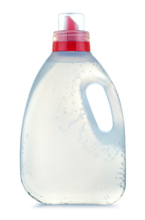 plastic bottle of cleaning products, isolated on whiteの写真素材