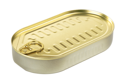 tincan with key, isolated on white backgroundの写真素材