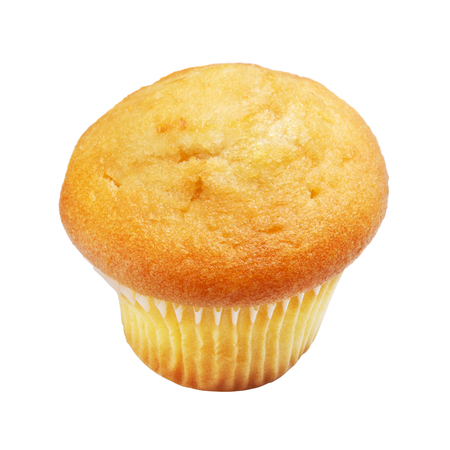 fresh lemon muffin, isolated on white backgroundの写真素材