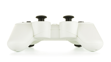 ceramic gray gamepad, isolated on white backgroundの写真素材
