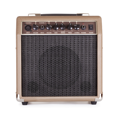 brown guitar combo amplifier, isolated on whiteの写真素材