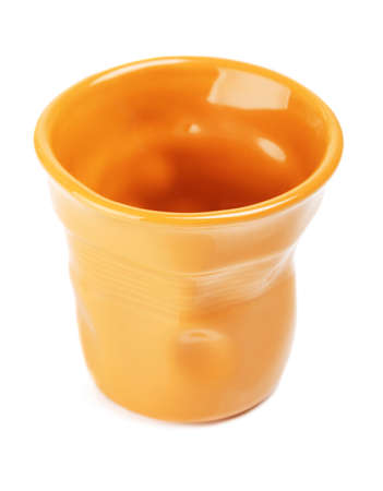 original orange espresso cup, isolated on whiteの写真素材