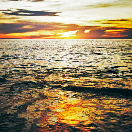 beautiful sunset over sea, koh lanta, thailandの写真素材
