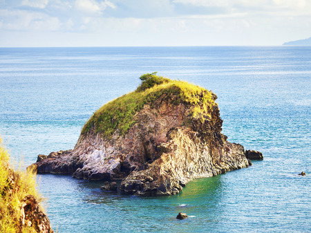 rocks in Andaman Sea, aerial view, Thailandの写真素材