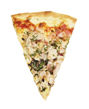 slice of delicious italian pizza, isolated on whiteの写真素材