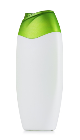 plastic shampoo bottle, isolated on white backgroundの写真素材