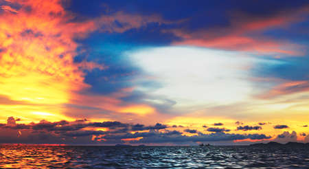 beautiful sunset over sea, koh lanta, thailandの写真素材