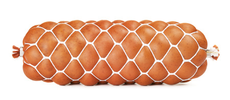 boiled sausage loaf, isolated on white backgroundの写真素材