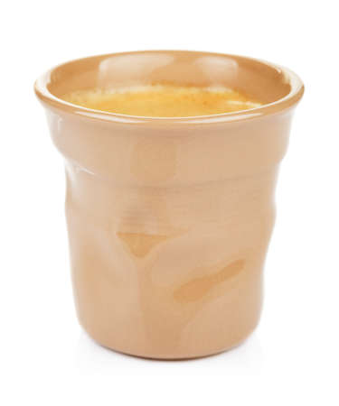 original brown espresso cup with coffee, isolated on whiteの写真素材