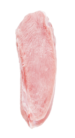 raw turkey meat slice, isolated on whiteの写真素材