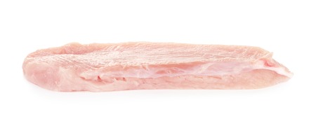 raw turkey meat slice, isolated on whiteの写真素材