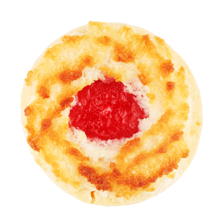 soft cookie with strawberry jam, isolated on whiteの写真素材