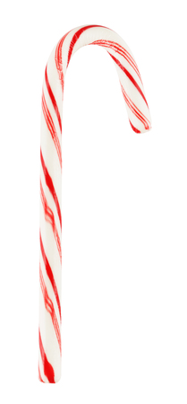 striped mint hard candy cane, isolated on white backgroundの写真素材