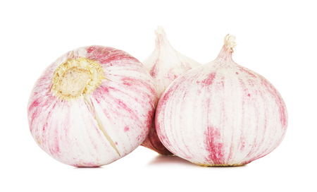 chinese solo garlic, isolated on white backgroundの写真素材