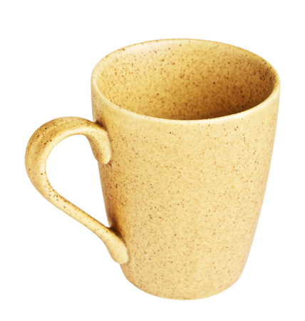 original yellow coffee mug, isolated on white backgroundの写真素材