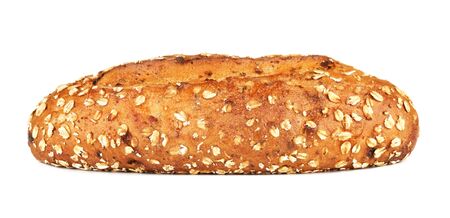 wholegrain bread with oats and nuts, isolated on white backgroundの写真素材