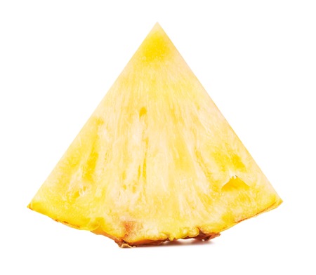juicy pineapple slice, isolated on white backgroundの写真素材
