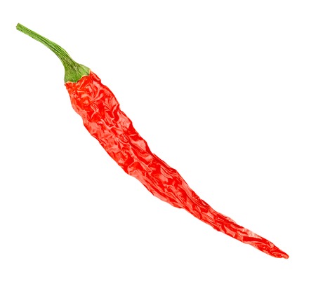 dried red hot chili pepper, isolated on white backgroundの写真素材