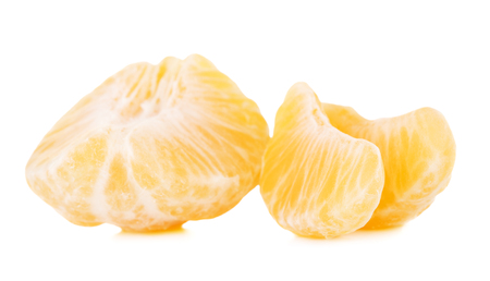 slices of mandarin, isolated on white backgroundの写真素材