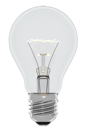 Electric light bulb, 3d render, isolated on white backgroundの写真素材