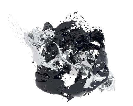 abstract liquid splash isolated on white background, 3d renderの写真素材