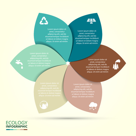 Vector circle eco infographic. Ecology template for diagram, graph, presentation and chart. Environmental care concept with 6 options, parts, steps or processes.のイラスト素材