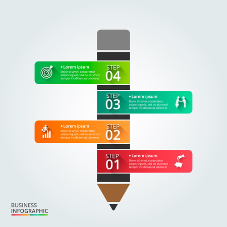 Vector pencil for infographic. Template for diagram, graph, presentation and chart. Business concept with 4 options, parts, steps or processes. Abstract backgroundのイラスト素材