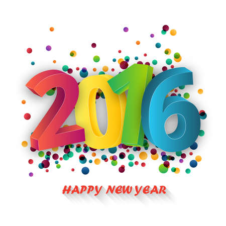 Happy new Year celebration 2016 template background. Vector paper illustration.のイラスト素材