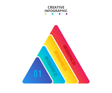 Triangle with 4 options, parts or steps for infographic. Template for diagram, graph and presentationのイラスト素材