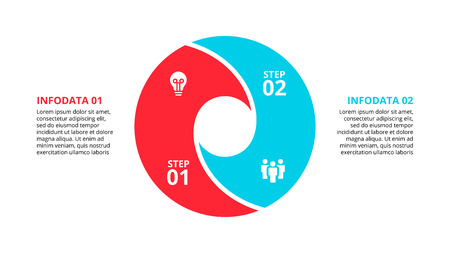 Circle element for infographic with 2 options, parts or steps. Template for cycle diagram, graph and round chartのイラスト素材