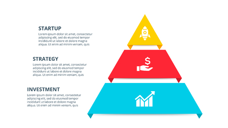 Vector pyramid infographic with 3 options. Business presentation template.のイラスト素材