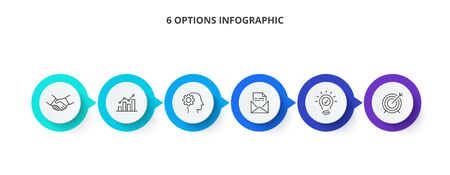 Vector infographic label design template with icons and 6 options or steps. Can be used for process diagram, presentations, workflow layout, banner or info graph.のイラスト素材