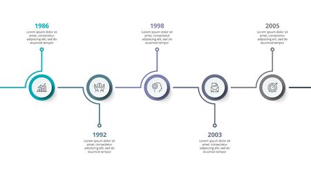Creative concept for infographic timeline. Process chart. Abstract elements of graph, diagram with 5 steps, options, parts or processes. Vector business template for presentation.のイラスト素材