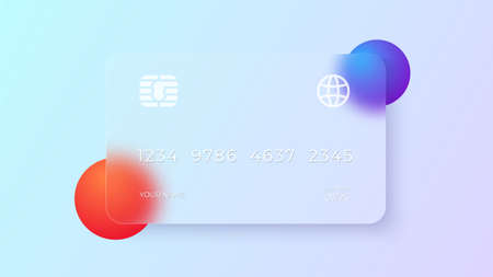 Glassmorphism concept with 3d geometric shapes. Frosted glass effect. Illustration on light blurred gradient vector backgroundのイラスト素材