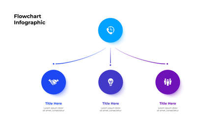 Flow chart diagram with circle elements. Concept of business project hierarchy visualization with 3...