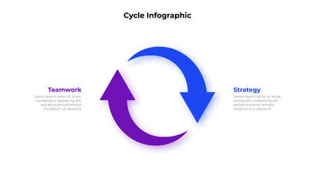 Two loop cycle arrows. Infographic elements presentation. Recycle business template with 2 optionsのイラスト素材