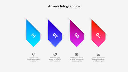 Four vertical arrows elements. Infographic process design template. Data visualization with 4 options.のイラスト素材