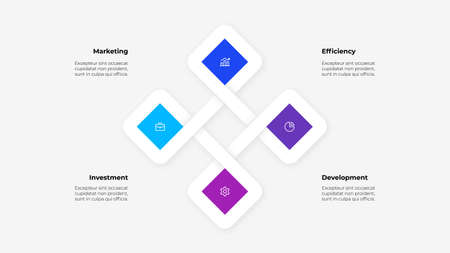 Diagram with four options. Slide for business presentation. Cycle infographic element divided into 4 options.のイラスト素材