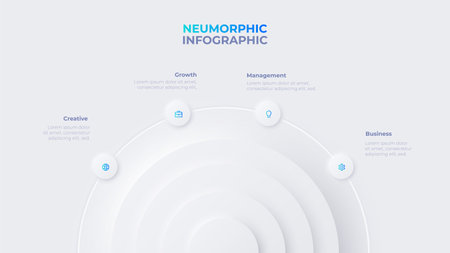 Neumorphic infographic design template with 4 semicirclesのイラスト素材