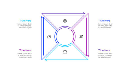 Vector outline square diagram divided into 4 options, steps or processes. Infographic templateのイラスト素材
