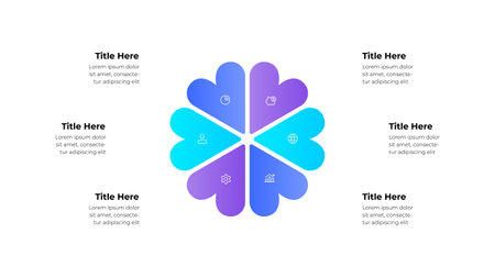 Colorful Four Section Heart Infographic Design for Business or Presentation Use. The clean design accentuates modern and professional communicationのイラスト素材