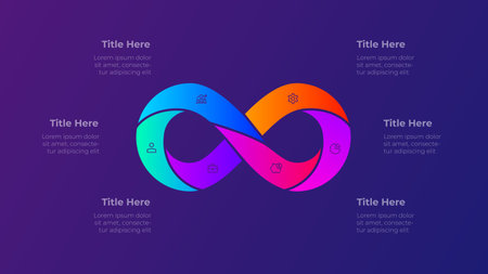 6 Steps Infinity Process Infographic Diagram on Dark Background for Business Presentation Template Vectorのイラスト素材